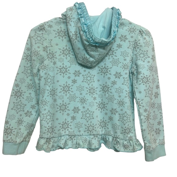 Disney Frozen Elsa Blue Snowflake Jacket with Hood Size 7/8 - Picture 5 of 9
